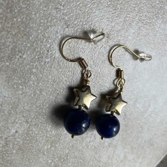 🌹 free w/purchase sterling silver lapis lazuli 9 mm gem stone 18k gold vermeil - Picture 8 of 15